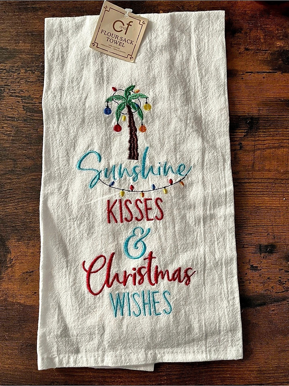 Primitives by Kathy Embroidered Sunshine Kisses Christmas Kitchen Towel NWT